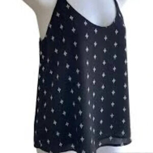 Ann Taylor Loft women black/white drapey halter top sleeveless size Small